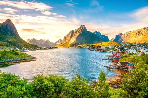 фьорд, озеро, природа, норвегия, зеленые, синие