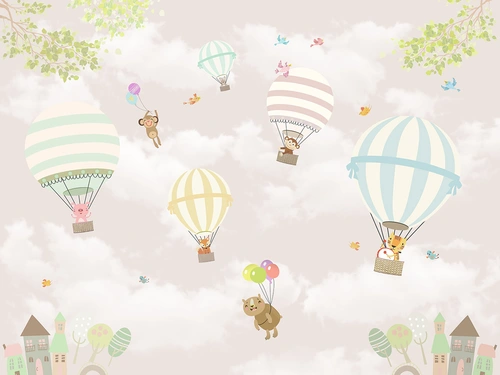 обезьянки, HD, воздушные шары, детские, бежевые, желтые, зеленые